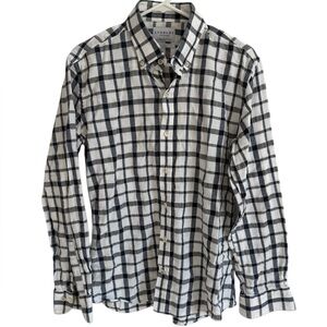 Ledbury Reserve 100% Cotton Plaid Blue and White Button Up, Size Large